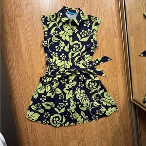 Tori Richard Floral Sleeveless Dress with Belt